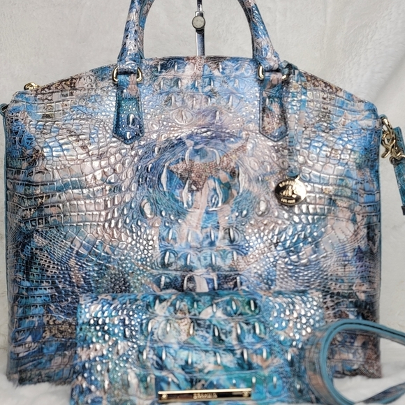 ☆ Brahmin 2 SET Duxbury Melbourne Purse Bag Satchel Ocersized Wristlet - Picture 15 of 15